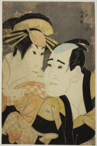 Ichikawa Tomimon and Sanogawa Ichimatsu III by Toshusai Sharaku, hand-painted oil painting reproduction