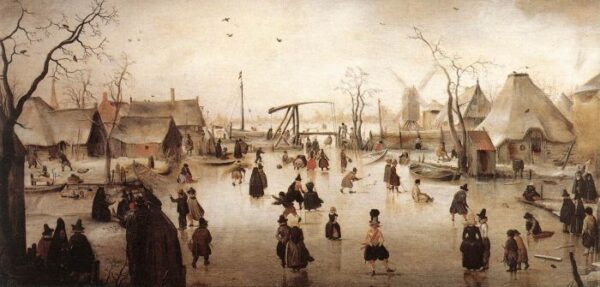 Ice Scene by Hendrick Avercamp, hand-painted oil painting reproduction