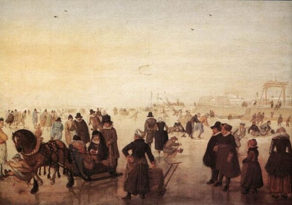 Ice Scene b by Hendrick Avercamp, hand-painted oil painting reproduction