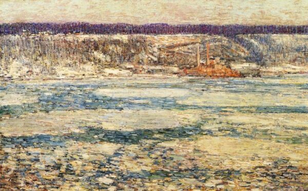 Ice on the Hudson by Frederick Childe Hassam, hand-painted oil painting reproduction