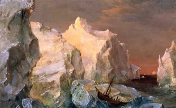 Icebergs and Wreck in Sunset by Frederic Edwin Church, hand-painted oil painting reproduction