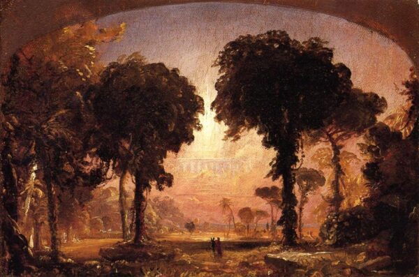 Ideal Landscape – Homage to Thomas Cole by Jasper Francis Cropsey, hand-painted oil painting reproduction