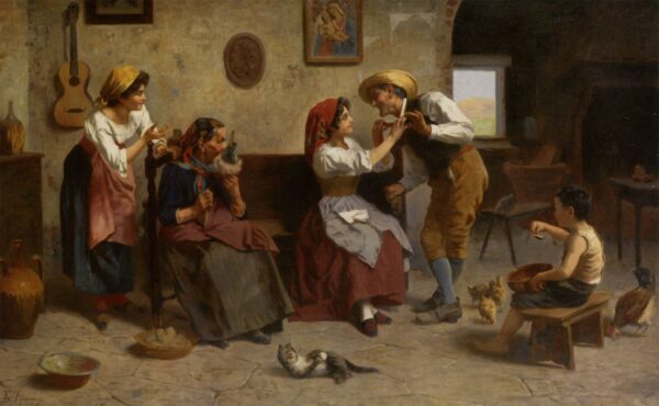 Il Nodo Al Fazzoletto by Eugenio Zampighi, hand-painted oil reproduction