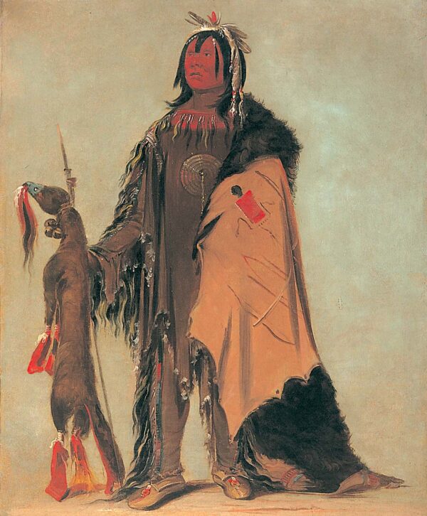 In ne o cose, Buffalo’s Child, a Warrior by George Catlin, hand-painted oil painting reproduction