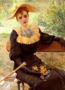 In The Garden by Vittorio Corcos, hand-painted oil painting reproduction