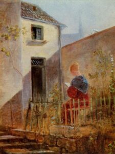 In The Garden by Carl Spitzweg, hand-painted oil painting reproduction