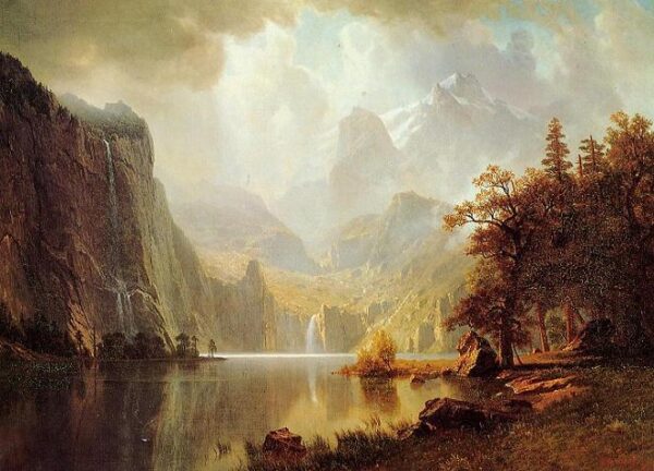 In The Mountains by Albert Bierstadt, hand-painted oil painting reproduction