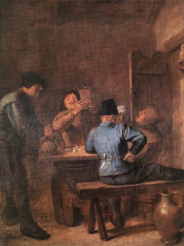 In The Tavern by Adriaen Brouwer, hand-painted oil painting reproduction
