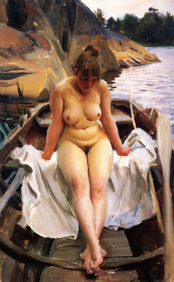 In Werner’s Rowing Boat by Anders Zorn, hand-painted oil painting reproduction