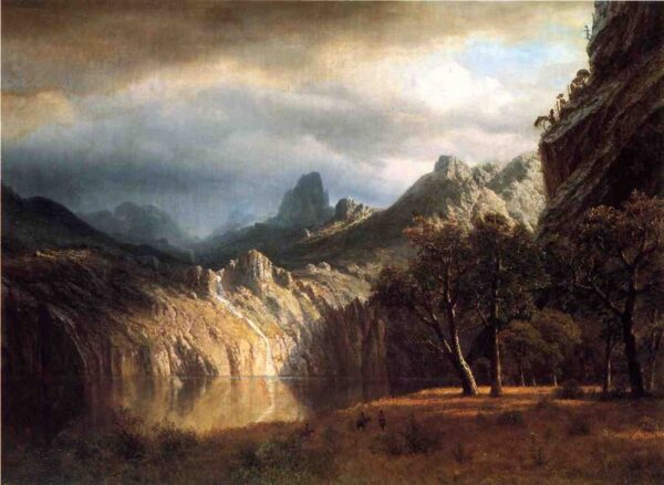 In Western Mountains by Albert Bierstadt, hand-painted oil reproduction