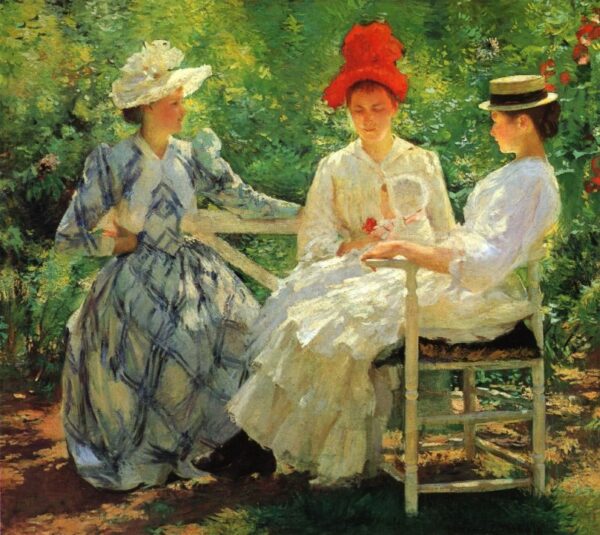In a Garden by Edmund Tarbell, hand-painted oil painting reproduction