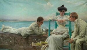 In lettura sul mare by Vittorio Corcos, hand-painted oil painting reproduction