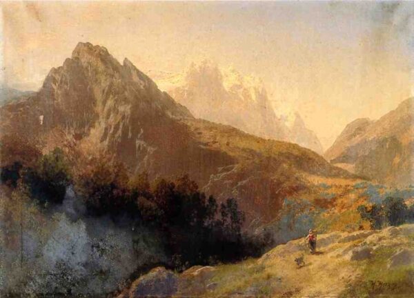 In the Alps by Hermann Ottomar Herzog, hand-painted oil painting reproduction