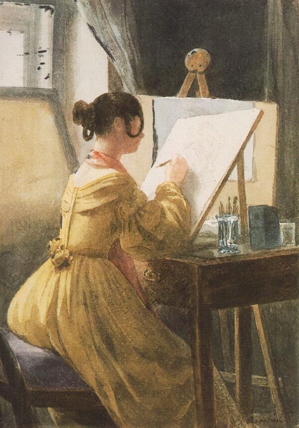 In the Atelier by Miklós Barabás, hand-painted oil painting reproduction