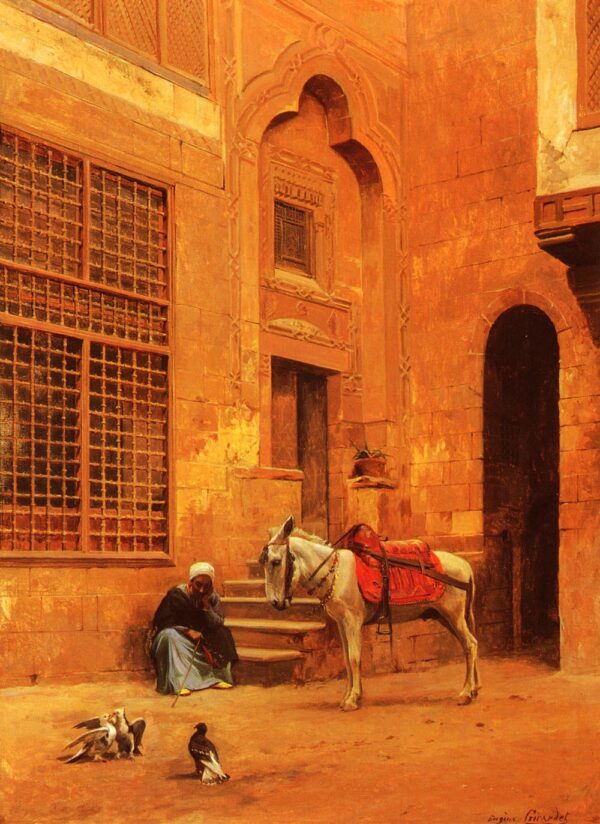 In the Courtyard by Eugene-Alexis Girardet, hand-painted oil painting reproduction