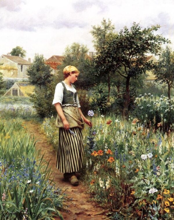 In the Garden by Daniel Ridgway Knight, hand-painted oil painting reproduction