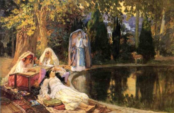 In the Garden at Mustapha by Frederick Arthur Bridgman, hand-painted oil painting reproduction
