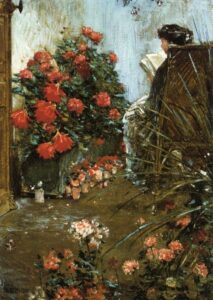 In the Garden at Villers-le-Bel by Frederick Childe Hassam, hand-painted oil painting reproduction