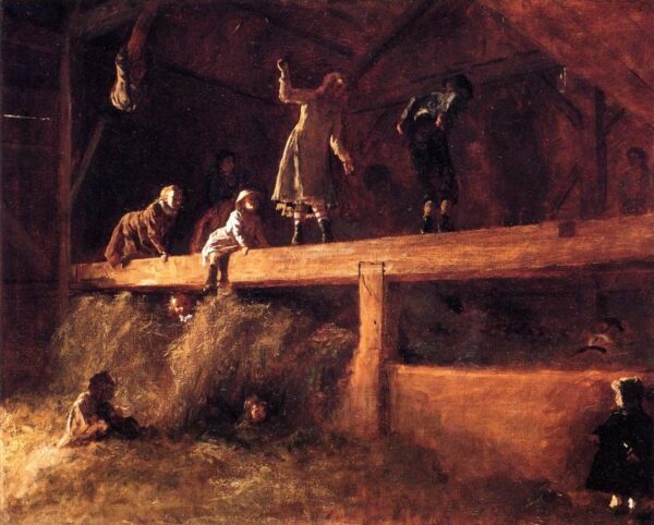 In the Hayloft by Eastman Johnson, hand-painted oil painting reproduction
