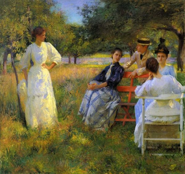 In the Orchard by Edmund Tarbell, hand-painted oil painting reproduction