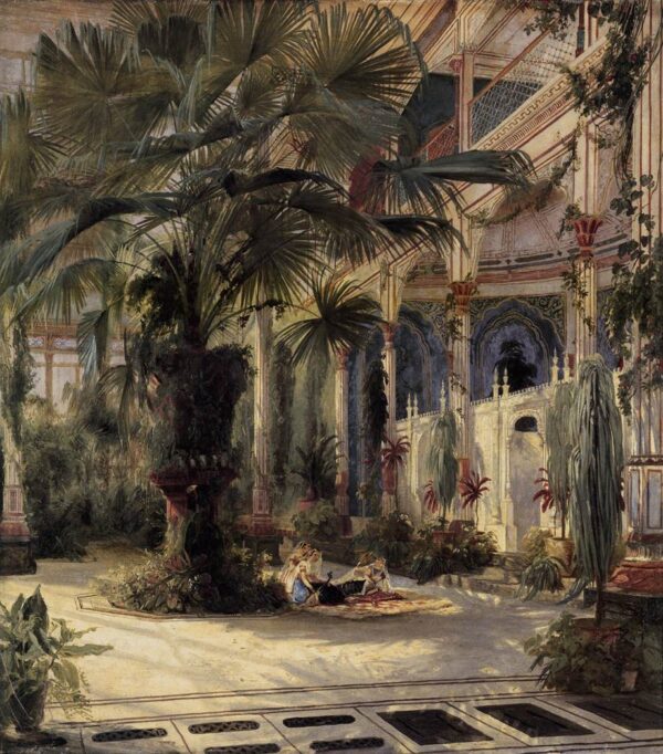 In the Palm House in Potsdam by Karl Blechen, hand-painted oil painting reproduction
