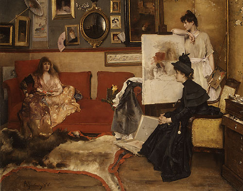 In the Studio by Alfred Stevens, hand-painted oil reproduction