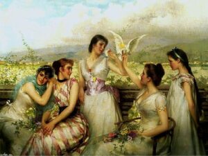 In the sunny south by Vittorio Corcos, hand-painted oil painting reproduction