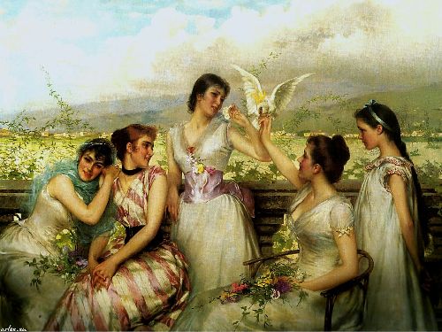 In the sunny south by Vittorio Corcos, hand-painted oil reproduction