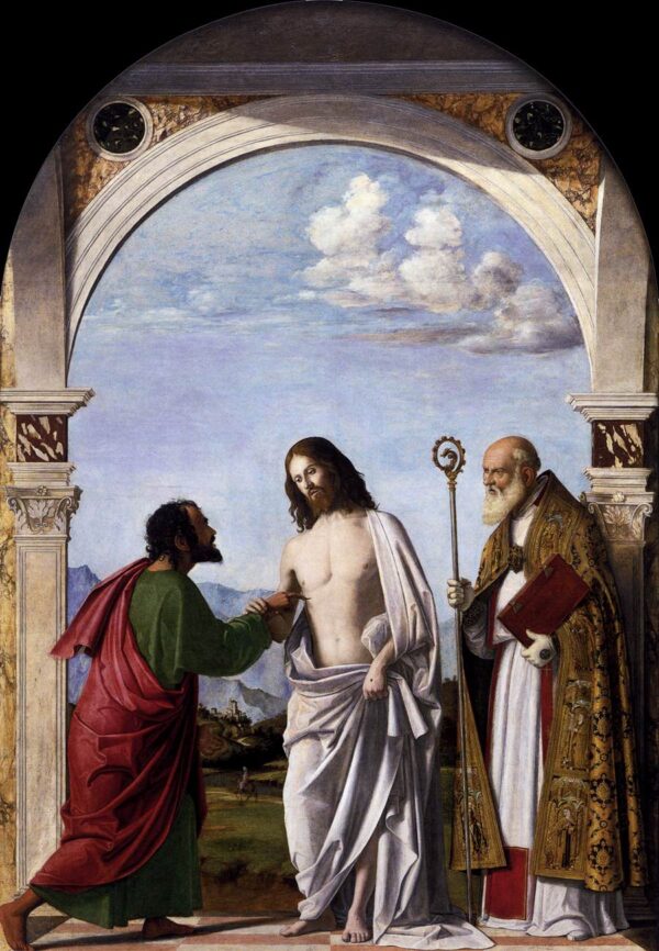 Incredulity of St Thomas with Bishop Magno by Cima da Conegliano, hand-painted oil painting reproduction