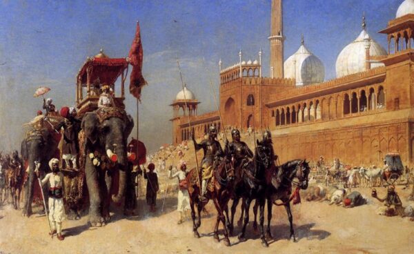 Great Mogul And His Court Returning From The Great Mosque At Delhi, India by Edwin Lord Weeks, hand-painted oil painting reproduction
