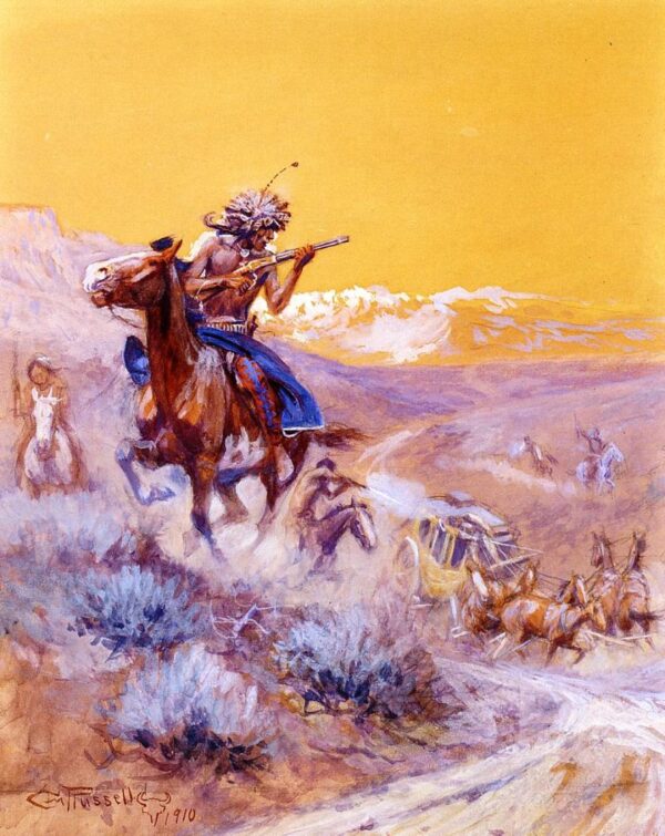Indian Attack by Charles Marion Russell, hand-painted oil painting reproduction