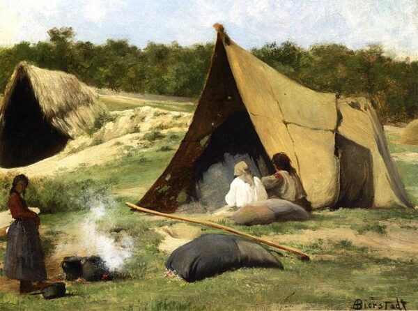 Indian Camp by Albert Bierstadt, hand-painted oil painting reproduction
