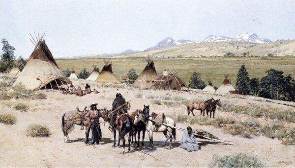 Indian Encampment by Henry Farny, hand-painted oil painting reproduction