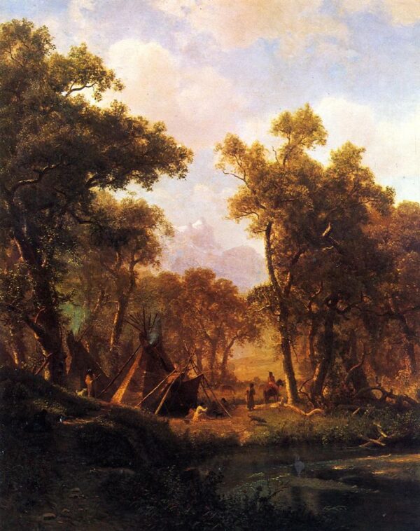 Indian Encampment, Shoshone Village by Albert Bierstadt, hand-painted oil painting reproduction