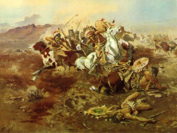 Indian Fight No. 1 by Charles Marion Russell, hand-painted oil painting reproduction