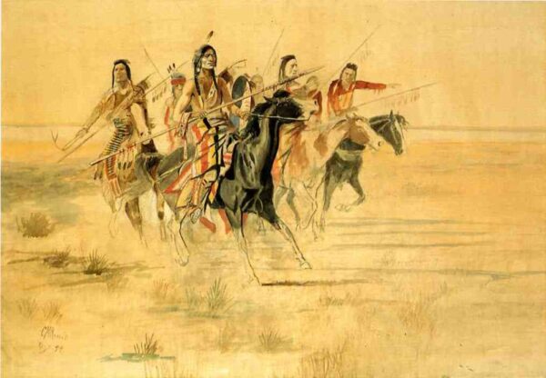 Indian Hunt by Charles Marion Russell, hand-painted oil painting reproduction