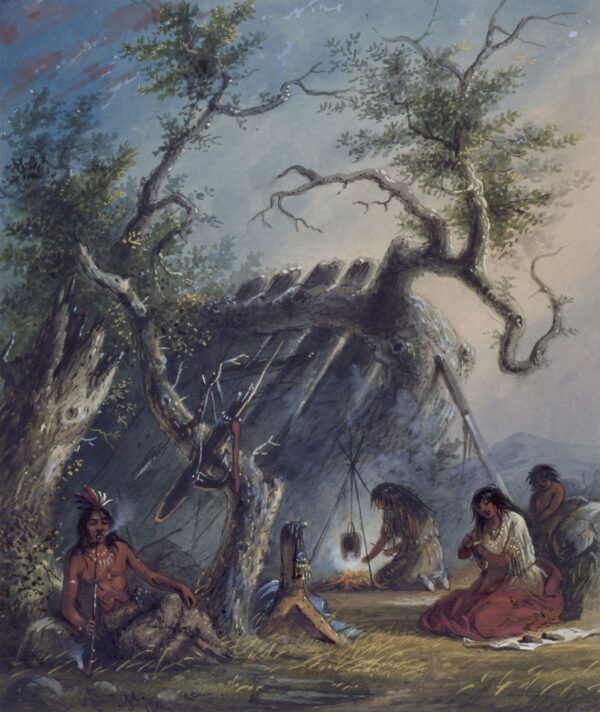Indian Lodge by Alfred Jacob Miller, hand-painted oil painting reproduction