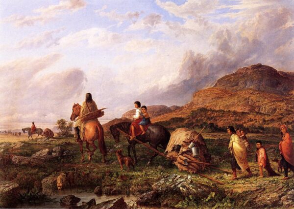 Indian Mode of Transportation by Seth Eastman, hand-painted oil reproduction