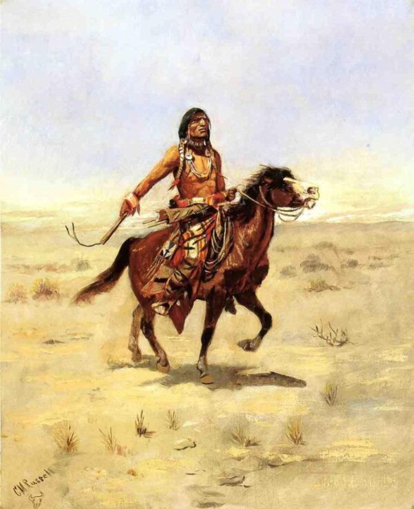 Indian Rider by Charles Marion Russell, hand-painted oil painting reproduction