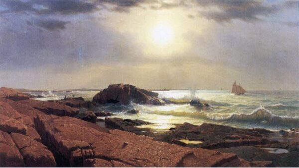 Indian Rock, Narragansett by William Stanley Haseltine, hand-painted oil painting reproduction