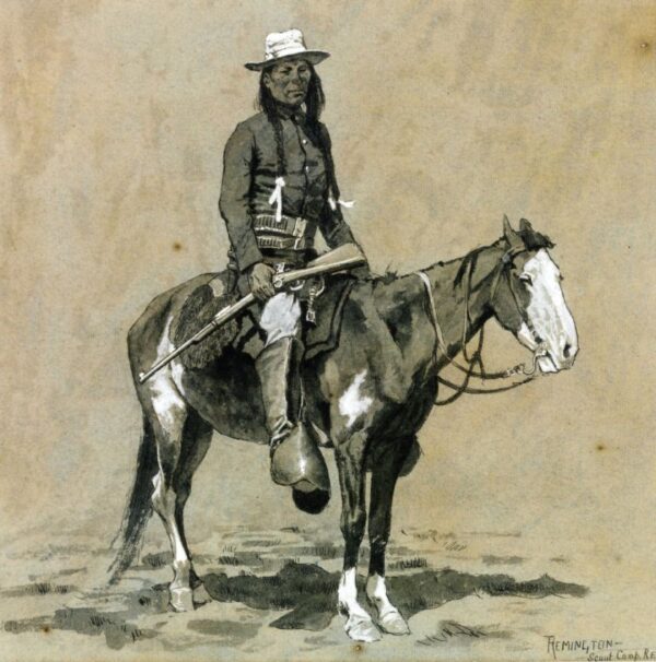 Indian Scout at Fort Reno by Frederic Remington, hand-painted oil painting reproduction