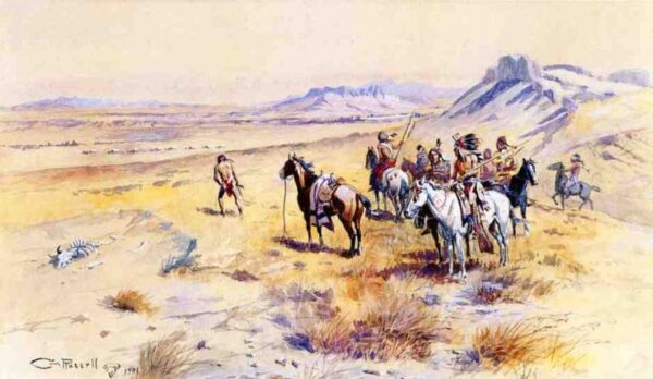 Indian War Party by Charles Marion Russell, hand-painted oil painting reproduction