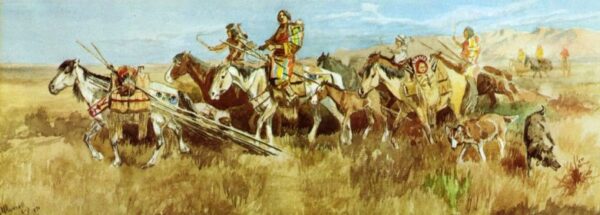 Indian Women Moving Camp by Charles Marion Russell, hand-painted oil painting reproduction