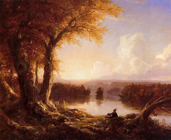 Indian at Sunset by Thomas Cole, hand-painted oil painting reproduction