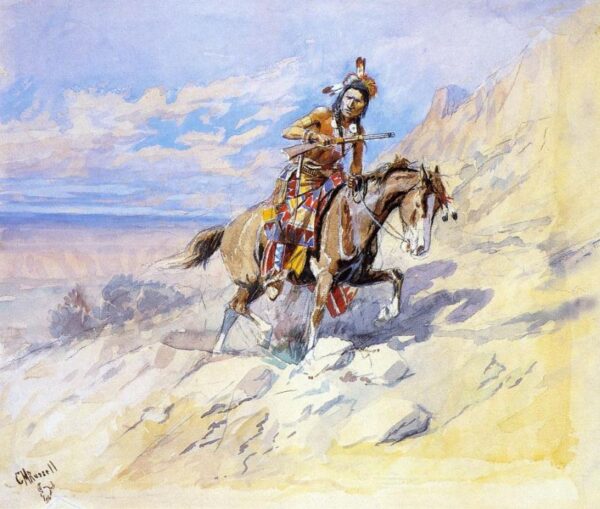 Indian on Horseback by Charles Marion Russell, hand-painted oil painting reproduction