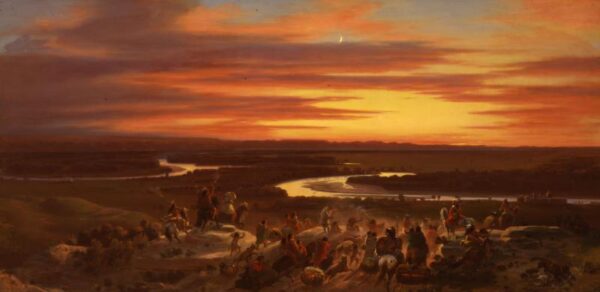Indians Approaching Fort Union by Charles Wimar, hand-painted oil painting reproduction