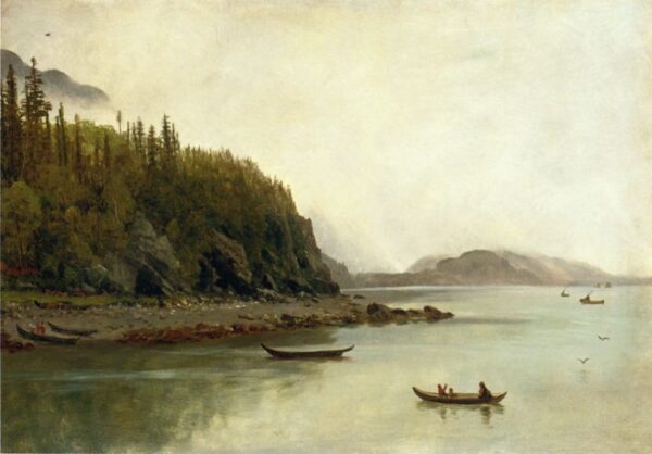 Indians Fishing by Albert Bierstadt, hand-painted oil painting reproduction