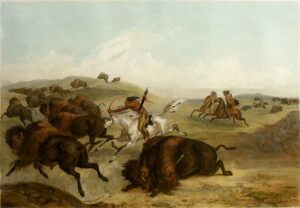 Indians Hunting the Bison by Karl Bodmer, hand-painted oil painting reproduction
