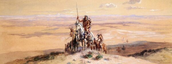 Indians on Plains by Charles Marion Russell, hand-painted oil painting reproduction