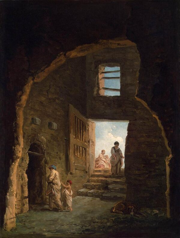 Inhabited Ruins by Hubert Robert, hand-painted oil painting reproduction